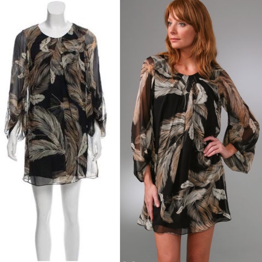 DVF Black chiffon silk Davi dress size 2